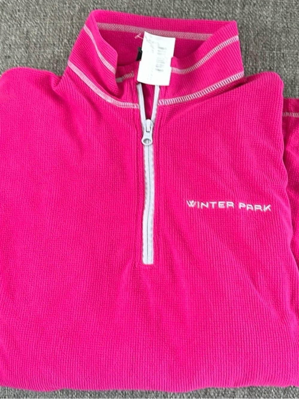 Winter Park Outfitter Trading Co Pink Grid Fleece 1/4 Zip Pullover L NWT